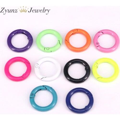 10PCS, DIY Pendant Round Enamel Carabiner Clasps Decoration For Chains Gothic Jewelry Making Supplies