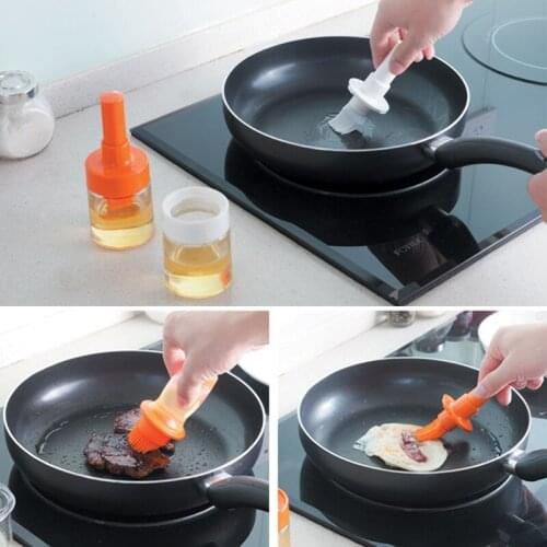 Kitchen Brush Basting Brush Food Grade Silicone Baking Tools Oil Pastry Brush Heat Resistant With Plastic Oil Bottle