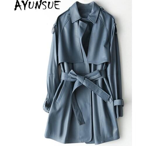 AYUNSUE Genuine Leather Jacket Autumn Jacket Women Real Sheepskin Coat Female Korean Long Trench Coats Chaqueta Mujer MY4160