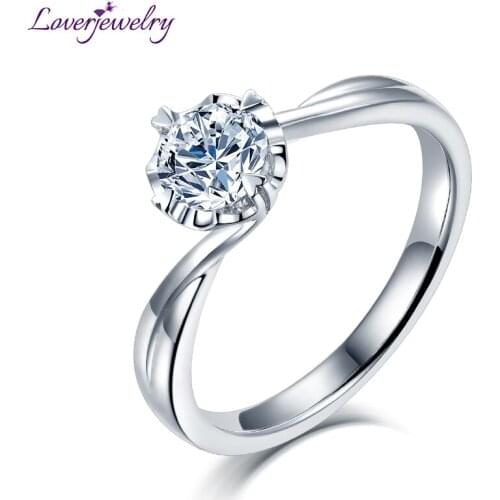 LOVERJEWELRY 2021 Rings Women Moissanite Rings Real 14Kt White Gold 0.5ct 1ct 2ct Moissanite Ring Band Jewelry For Lady Wedding