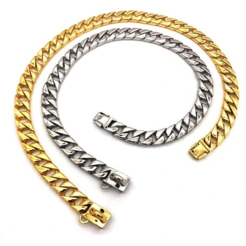 Pet Metal Necklace Stainless Steel Dog Collar 15mm Smooth Chain Customized Pet Dog Collar French Bulldog Small Milldle&Large Dog