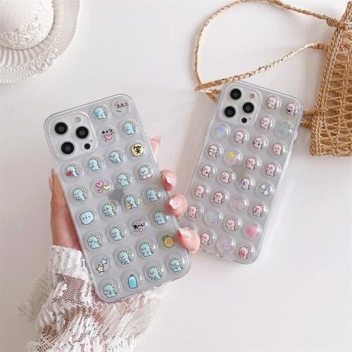 Kawaii Pink Dinosaur Bubble Toys Phone Case For iPhone 11 12 Pro X XR XS Max 7 8 Plus SE 2 Trend Stress Relieve Soft Cover Funda