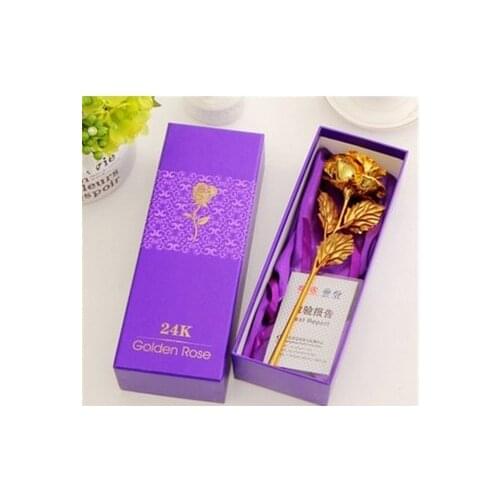 PrettyBaby 24k Gold Rose Foil Flowers Jewelry for Women Lovers Valentine Day Handcrafted Gifts with Box for Mother Birthday Gift