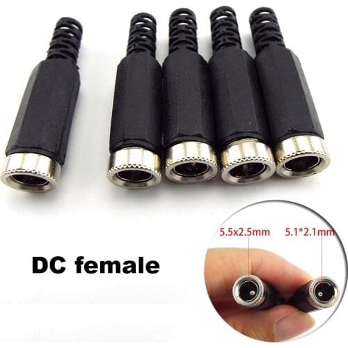 DC Female Power supply Plug Electric Connector 5.5mmx2.1mm Female Jack Socket Adapter for Wire Charge Adapter