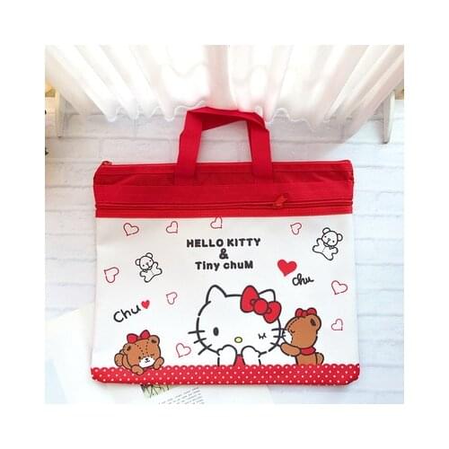 Sanrio Hello Kitty Double-Layer Handbag Document Bag Student Storage Bag Tutorial Bag Kuromi Office File Bag