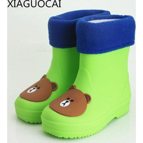 2018 New Kids Rain Boots Girls Boy children Rainboots Cotton Winter Warm Soft Bottom Non-slip Waterproof Snow Wear Shoes D26 10