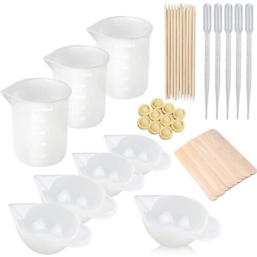 Resin UV Epoxy Craft Making Tool Sets Silicone Measuring Cup Dispensing Cup Stirring Rod Dropper Spoon Gloves Accessories