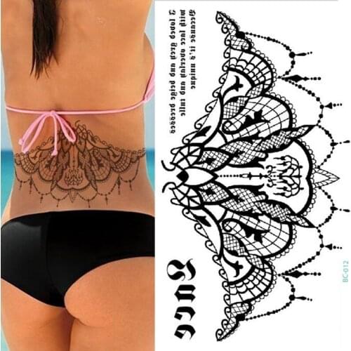 1pc new Chest Flash Tattoo 23models large black magical flower Sternum tattoos body/back paint Waist Under breast 24*13.8cm girl