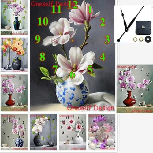 Home decortion wall sticker flower 5d diamond painting with Mechanical clock 5d diamond embroidery clock diamond mosaic sale