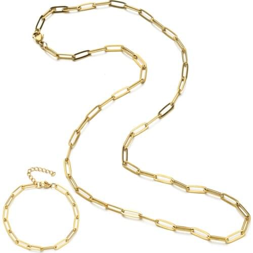 ZMZY Fashion Statement Stainless Steel Chain Jewelry Set Choker Collar Necklaces Bracelets for Women DIY Gift Boho Chain Hip Pop