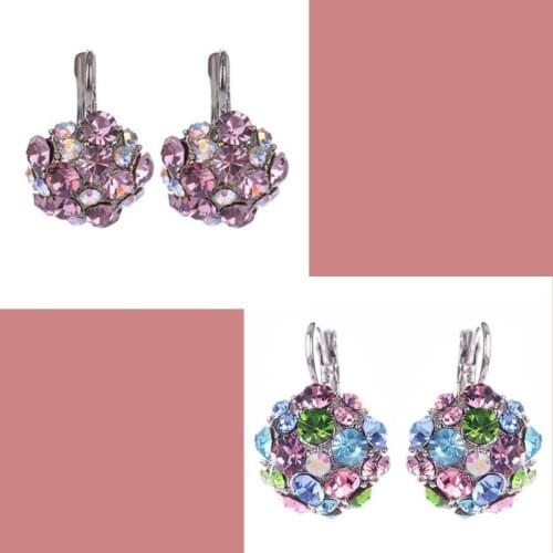 2020 Womens Stud Earrings Colorful Cubic Zirconia Ball Eardrop Leverback Earrings Party Jewelry oorbellen серьги необычные