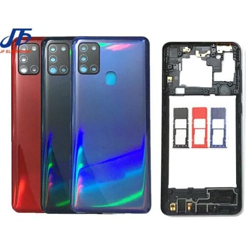 10pcs For Samsung Galaxy A21S A217 A217F Phone Housing Middle Frame Plate Case + Back Cover Battery Rear Door Camera Lens Repair