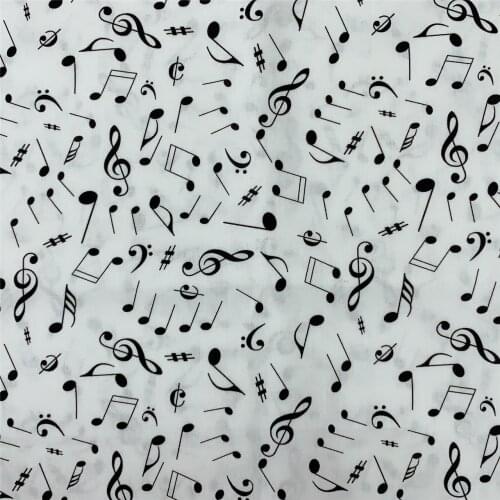 110cm Width New Digital Printing White Muiscal Note Printed Cotton Fabric Music Note Fabric Dress Mask Cloth Home Décor