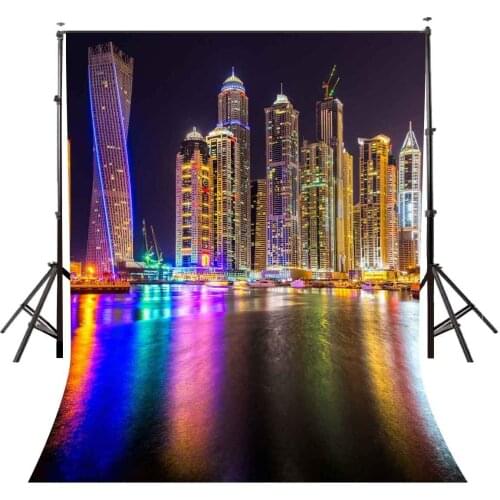 150x220cm Modern City Night View Background Dubai Building Photography Backdrops Studio Props