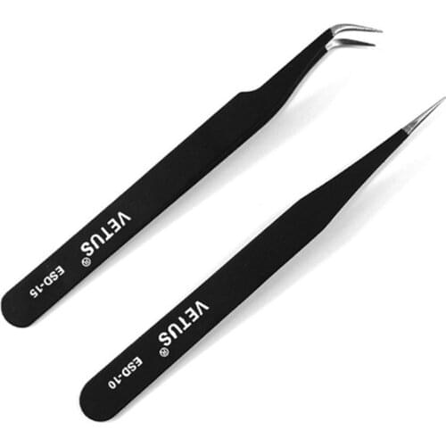 2pcs anti-static Stainless Steel Auxiliary Repair Tools Hyperfine High Precision Anti Acid Tweezers