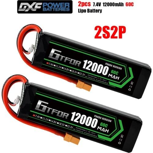 GTFDR Battery lipo 2S 7.4V 10000mah 60C /2S lipo 7.4V 12000mah 60C 120C HV for rc Car drone FPV Walkera QR X350 PRO Quadcopter