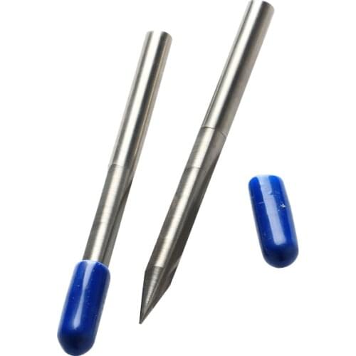 2Pcs Two Flutes Straight V Bit Aluminum Cutting 30 degree 0.5mm Tip 80mm Length Cutter Knife Deep CNC Carving End Mill
