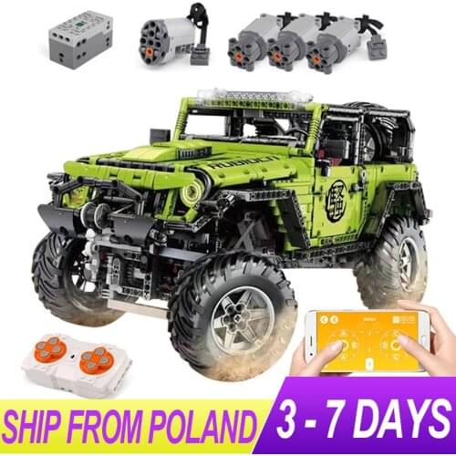 New Scale 1: 8 Off Road Vehicle Rubicon 2343pcs Green Car Model Building Blocks Bricks Educational Toy Birthday Gifts