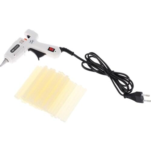 25W Hot Melt Air Glue Gun High Temp Heater Mini Gun Repair Heat tool W/ 50pcs Glue Sticks 1pc Stand for Metal/Wood Working