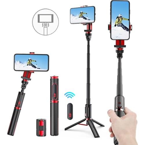 Aluminum Alloy Handheld Stabilizer Selfie Stick Tripod Desktop Phone Holder Tripod Lightweight Selfie Stick w/ BT Remote Control