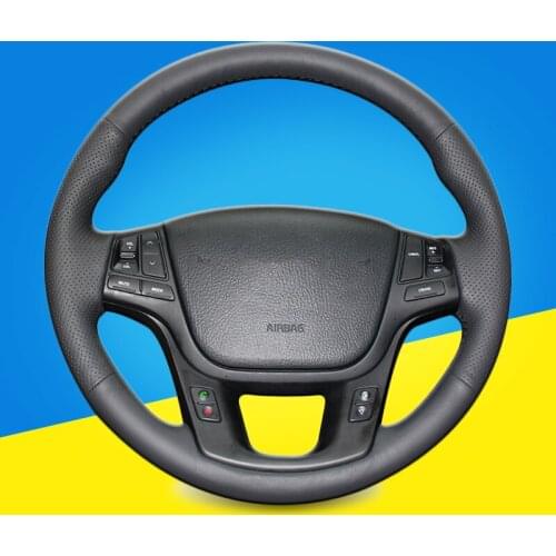 Auto Braid On The Steering Wheel Cover for Kia Sorento 2009-2014 Kia Cadenza K7 2011-2015 Car Braid Steering Wheel Cover Leather