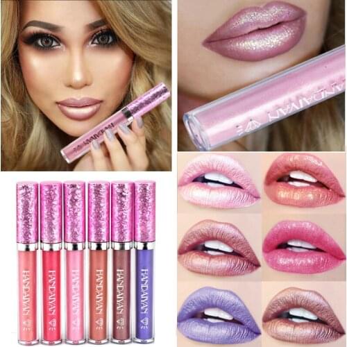 1pc Metallic Lip Color Cosmetics Waterproof Lip Gloss Gold Shimmer Matte Liquid Metallic Lipstick Focallure Makeup