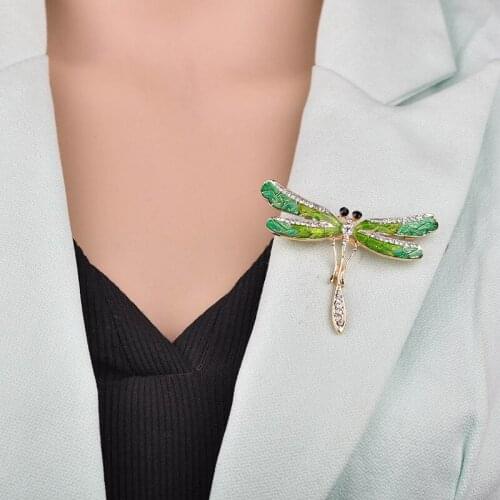 YADA ins Large Crystal Dragonfly Insect Pins&Brooches for Lapel Pin Garment Scarf jewelry Rhinestone Butterfly Brooches BH200026