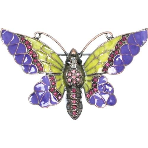 Enamel Rhinestone Brooch new Fashion beauty Women Zinc Alloy crystal exquisite butterfly insect pins hot sale party Gift man