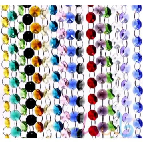 Camal 10m/33ft Crystal 14mm Octagonal Beads String Strands Garland Chandelier Lamp Curtain Birthday Wedding Party Parts Home