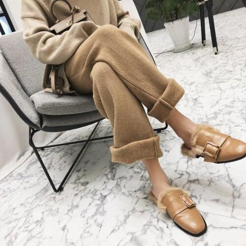 Herringbone woolen trousers childrens autumn and winter high waist straight tube thickened lace up cashmere knitted wide leg