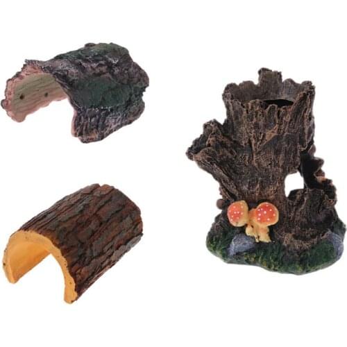 Reptile Vivarium Hiding Case Snake Gecko Dragon Half Log Hide Rock Tree Hole