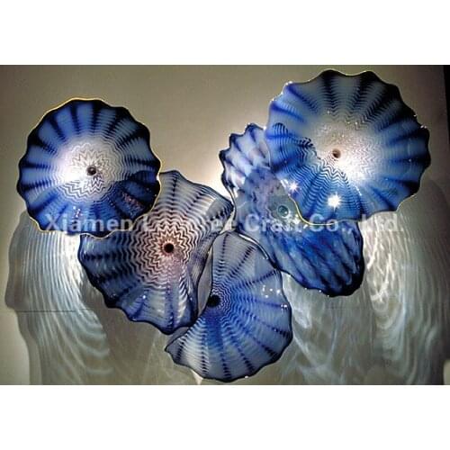 Delicated Elegant Ocean Blue Wall Art Plate Murnao Glass Chihuly Plate