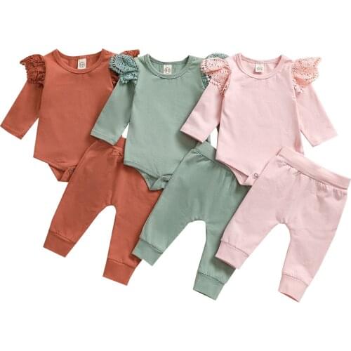 Ma&Baby 3M-3Y Newborn Infant Toddler Baby Girls Clothes Set Lace Long Sleeve Romper Pants Outfits Autumn Spring Costume DD88