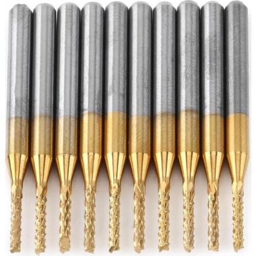 10pcs 3.175mm Titanium Coated Carbide Milling Cutter End Mills milling cutter 1/8 Shank end mill bit set Coated CNC End Mill