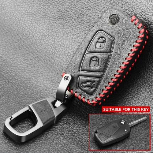 3 Button Flip Leather Key Cover Fob Case Fit For Fiat Panda Idea Stilo Punto Ducato Bravo 500 Doblo Grande Minibus Protector