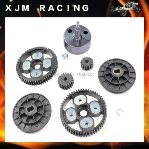 Metal Clutch Bell and 58T/16T and 55T/19T Metal Gear Set for 1/5 hpi km rovan baja 5b rc car parts