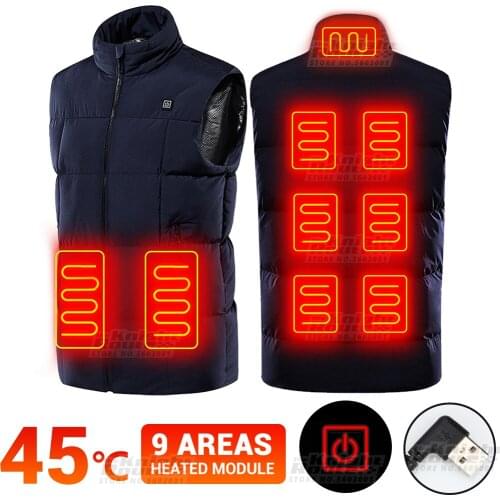 9 Areas Eletice Heating Jacket USB Hetaed Vest Winter Men Motorcycle Jacket Thermal Warm Outerwaear Touring Hunting Clothing Ski