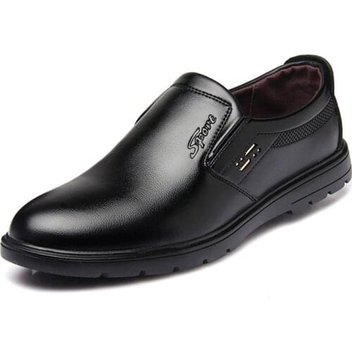 Soft Leather Four Seasons Mens Business Shoes Round Head Shallow Mouth Shoes Lazy Casual England Formal Work Men Flat Shoes4521