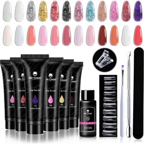 Mr Chem 7PCS Poly UV Gel Nail Kit Acrylic Manicure Set Acrylic Quick Building Nail Extensions Nails Art Set набор для маникюра
