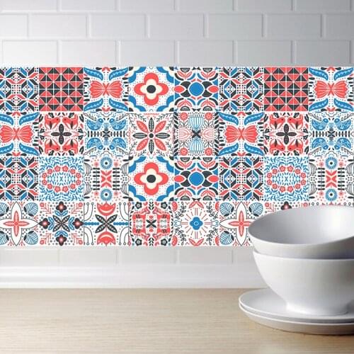 Colorful Geometry Wall Art Waterproof Self Adhesive Tile Stickers Kitchen Bathroom childrens Room Furniture stickers 15/20cm