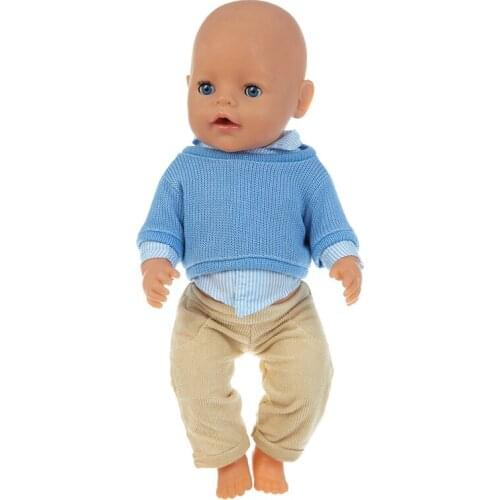 2020 New Blue line three-piece set Doll Clothes Fit For 18inch/43cm born baby Doll clothes reborn Doll Accessories