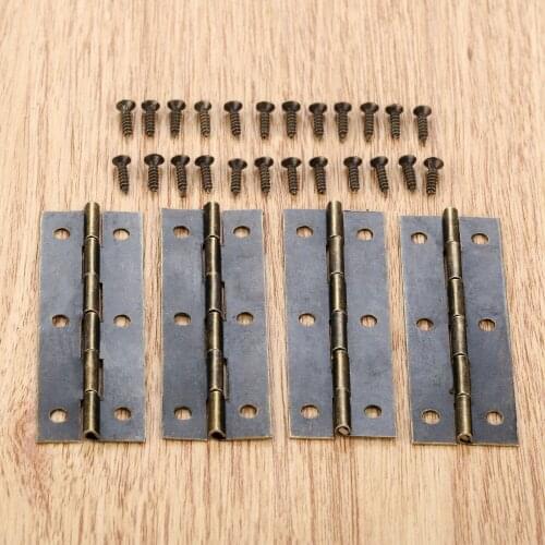 4pcs Vintage Jewelry Wooden Box Hinges 60*20mm Antique Furniture Hinge Cabinet Drawer Door Butt Hinge with Screws