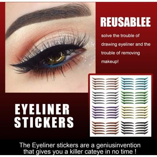 5 Pairs/Sheet Eyeliner Reusable Double Plastic Self-adhesive Eyeshadow Sticker for Makeup