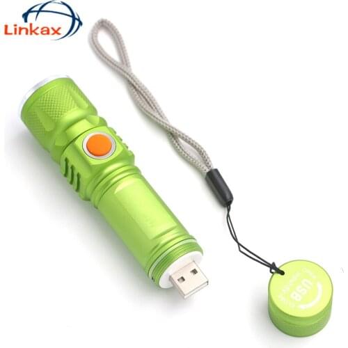 Portable Mini flashlight XM-L T6 LED USB 2-in-1 spotlight torch rechargeable 18650 Built-in battery waterproof light Flashlight