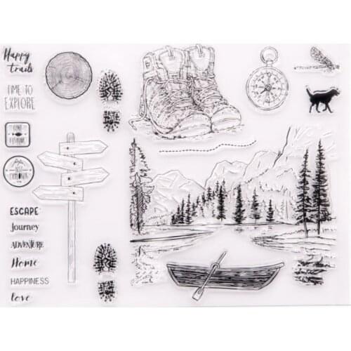 Mountain Forest Transparent Clear Silicone Stamp Seal DIY Scrapbook Rubber Stencil Coloring Diary Decor Office School Supplies
