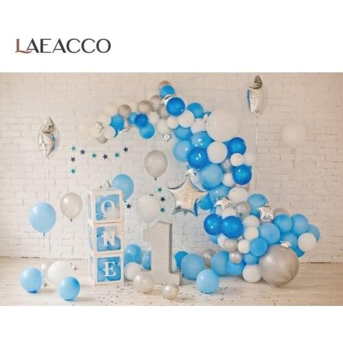 Gray White Backgrounds For Photo Happy 1st Birthday Party Balloons Wreath Photo Wall Gift Ball Child Photozone Photo Backdrops