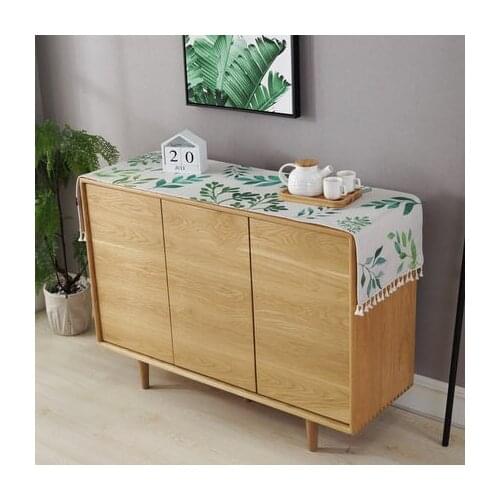 Nordic net red small fresh cotton linen tassel coffee table tablecloth Shoe cabinet door cloth TV cabinet dust cover 01A