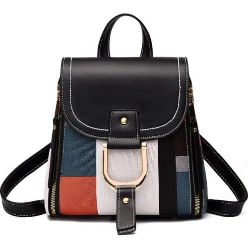 THREEPEAS Women Backpack With Soft Leather Multiple Using Women Grid Backpacks Female School Bag Girls Travel Bag Purse