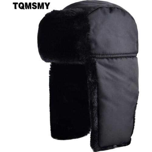 TQMSMY Succinct winter Bomber Hats For Men caps Solid color Thicker bone Russian Snow Hat Man 's Ear Flaps lei feng cap