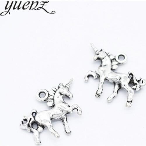 YuenZ 15pcs Antique silver color alloy Metal unicorn pendant Charms for Jewelry Making Diy Handmade Jewelry 20*15mm D9287